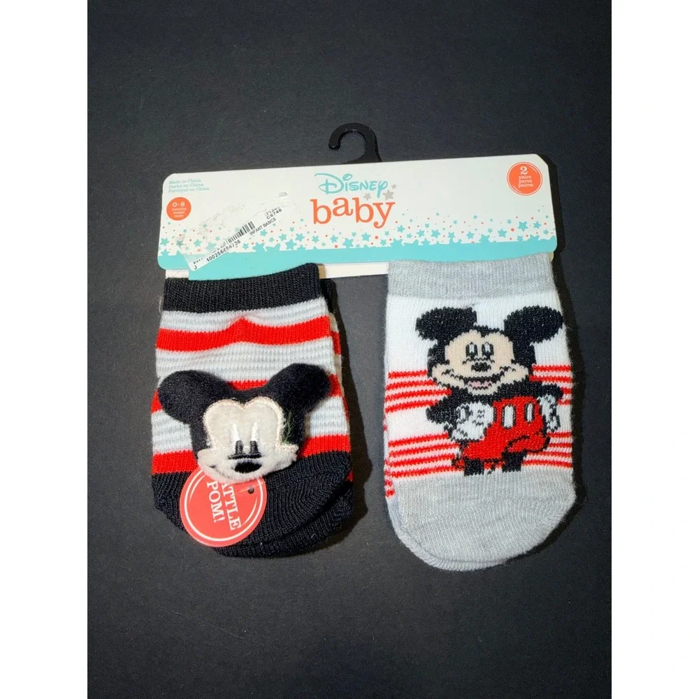 Disney Baby Mickey Mouse Rattle Socks & Faded Glory Bear Slippers Bundle Newborn